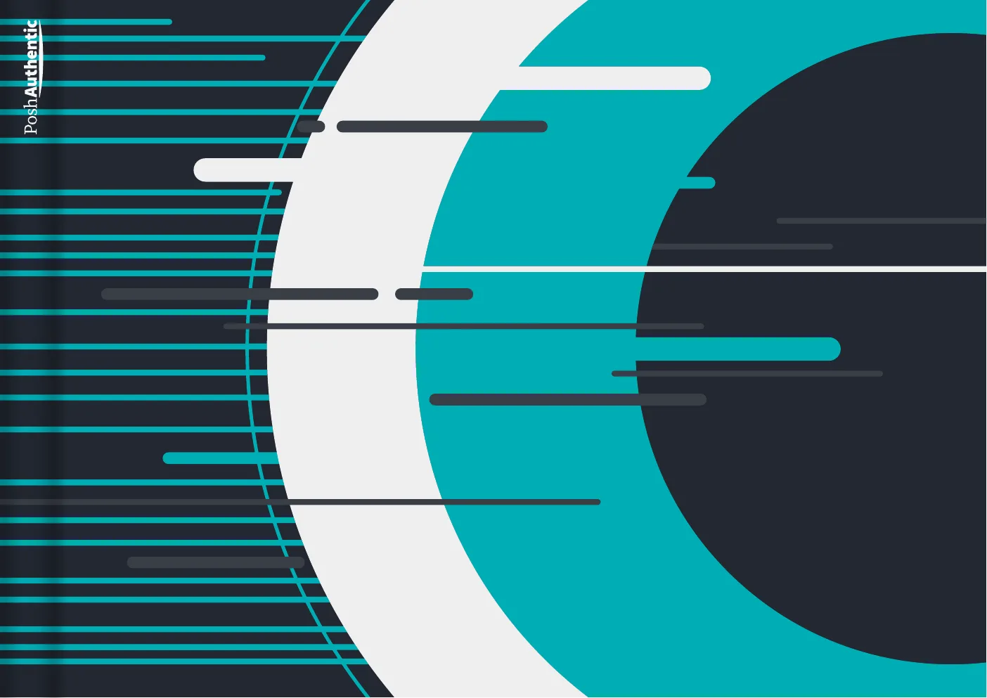 One of the deluxe planner covers, in one of the theme’s colorways: a large disc at the right, a pale curved sweep through the middle, and stacked horizontal bars running off the left edge, shown in the A4 Landscape cut.