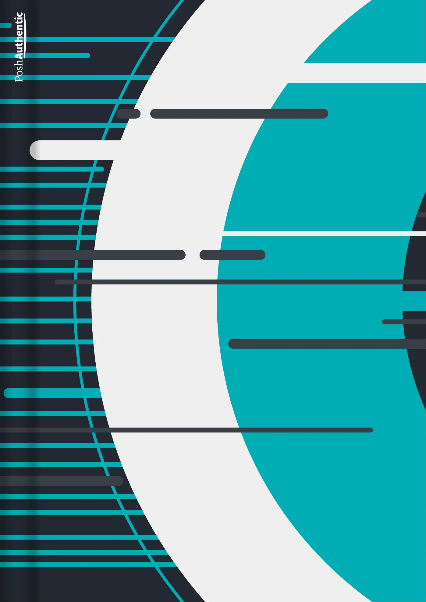 One of the deluxe planner covers, in one of the theme’s colorways: a large disc at the right, a pale curved sweep through the middle, and stacked horizontal bars running off the left edge, shown in the A4 Portrait cut.