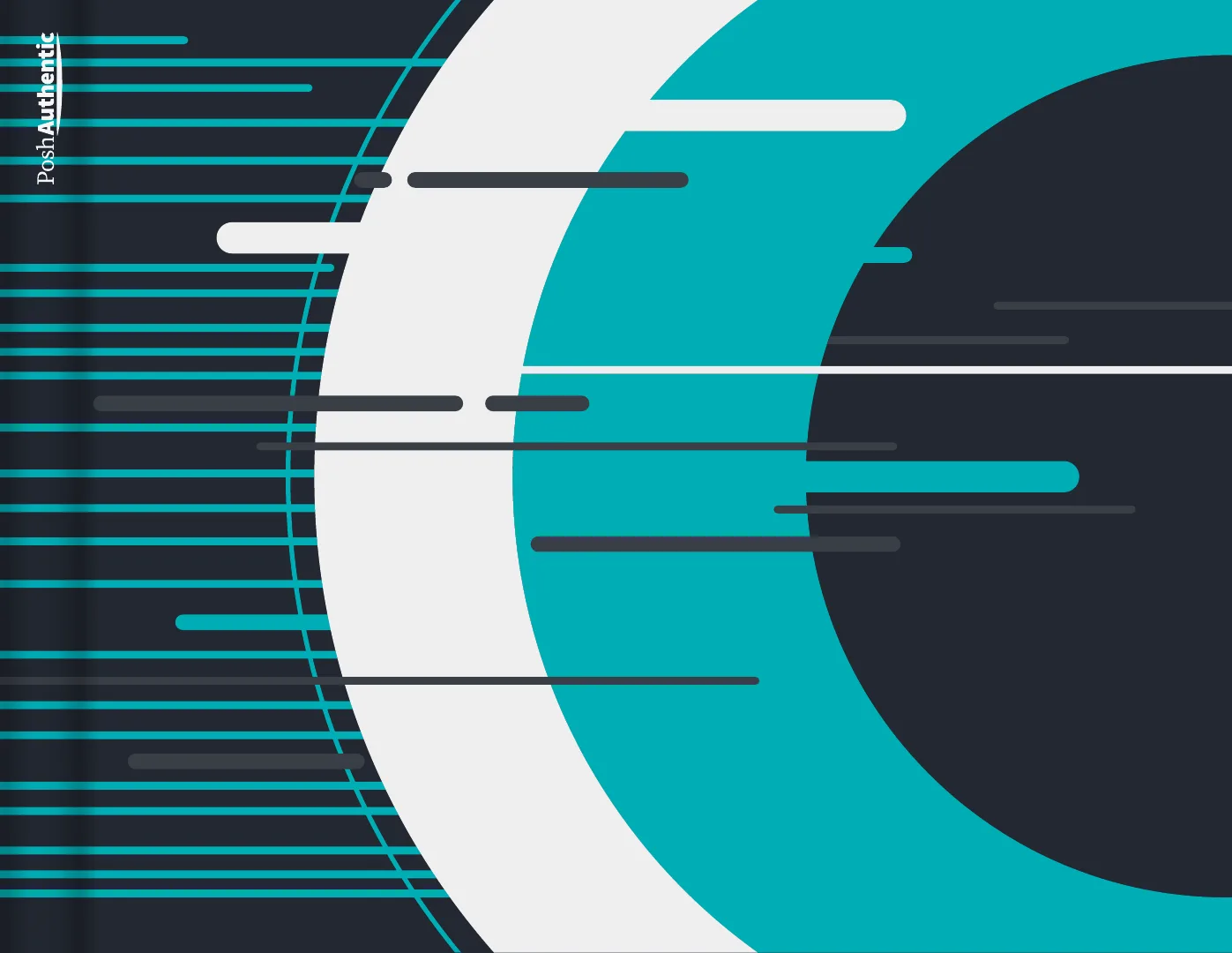 One of the deluxe planner covers, in one of the theme’s colorways: a large disc at the right, a pale curved sweep through the middle, and stacked horizontal bars running off the left edge, shown in the Letter Landscape cut.