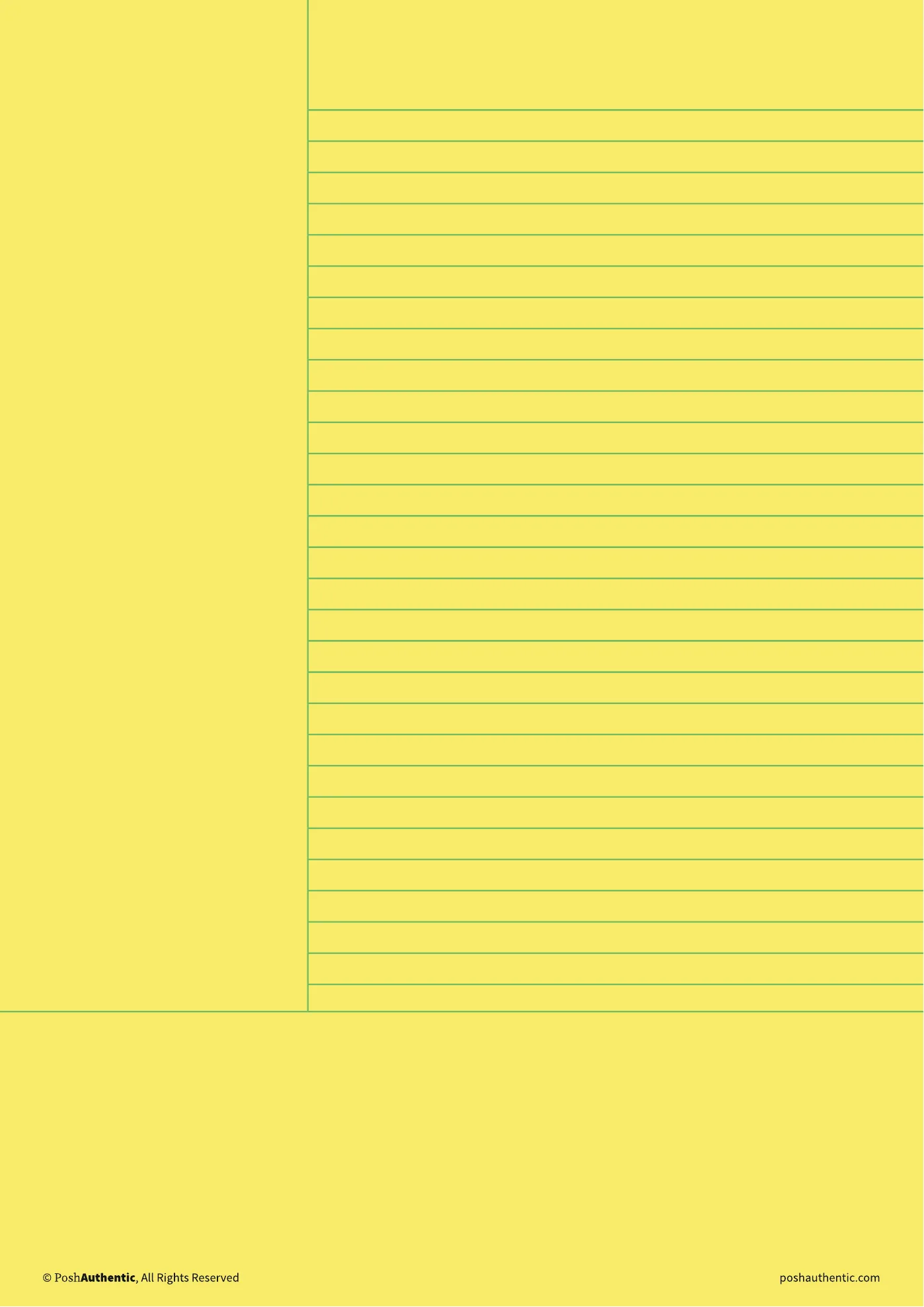 A cornell note template — the layout shown on a plain white sheet.