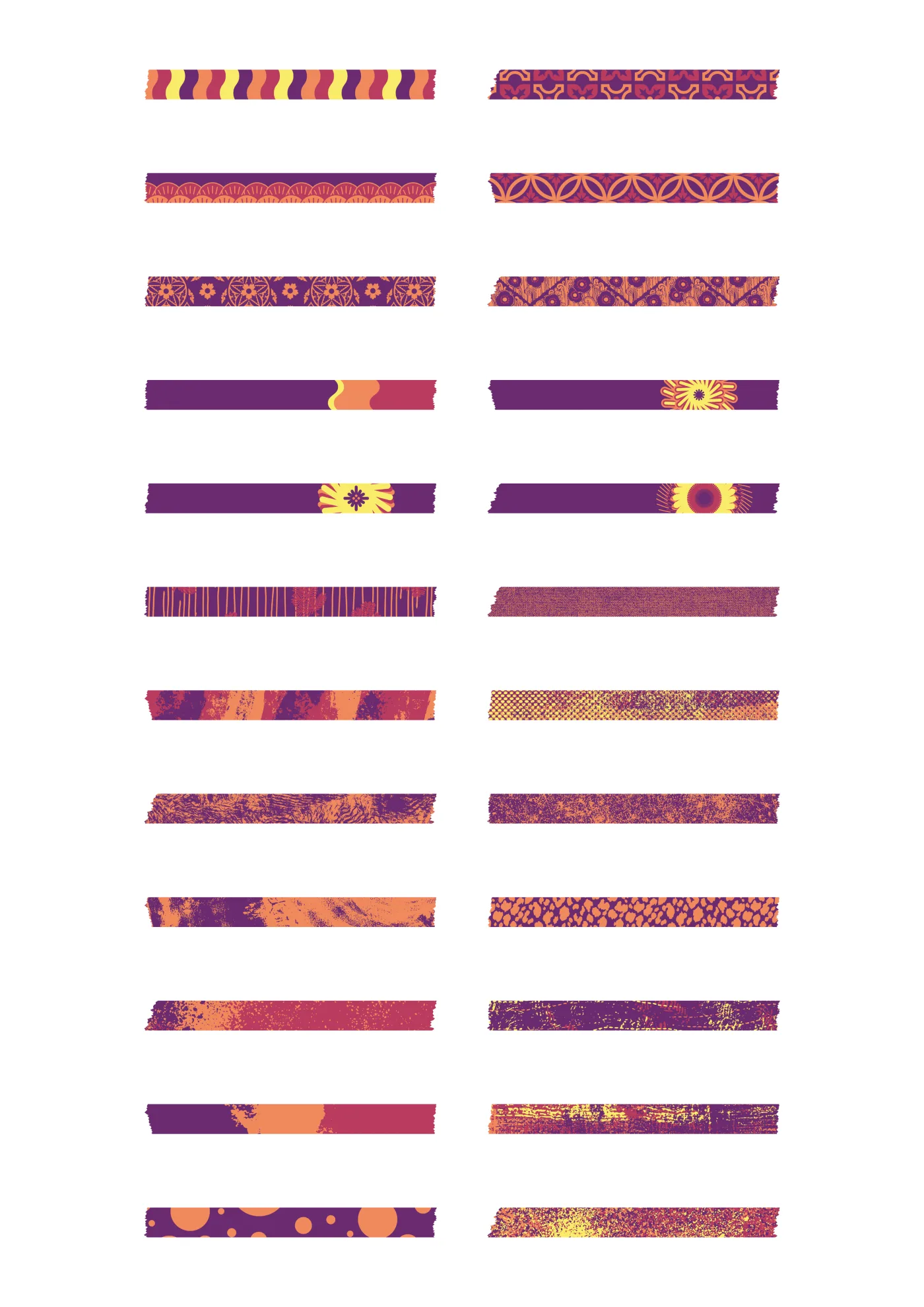 A sheet of the deluxe washi sticker line in its multi-color set, laid out in a grid so the drawing and the range are both visible.