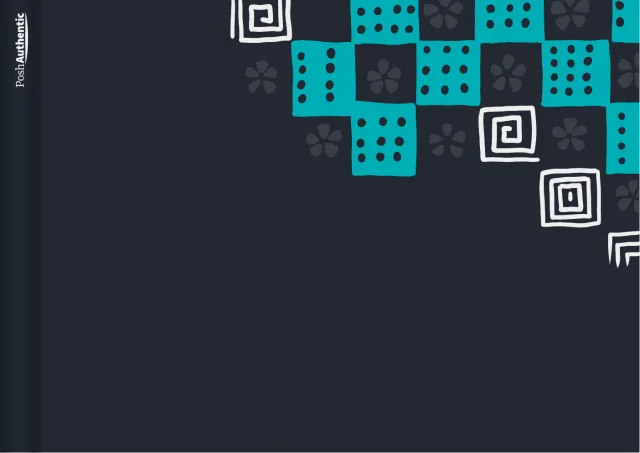 The deluxe patchwork planner cover in midnight.