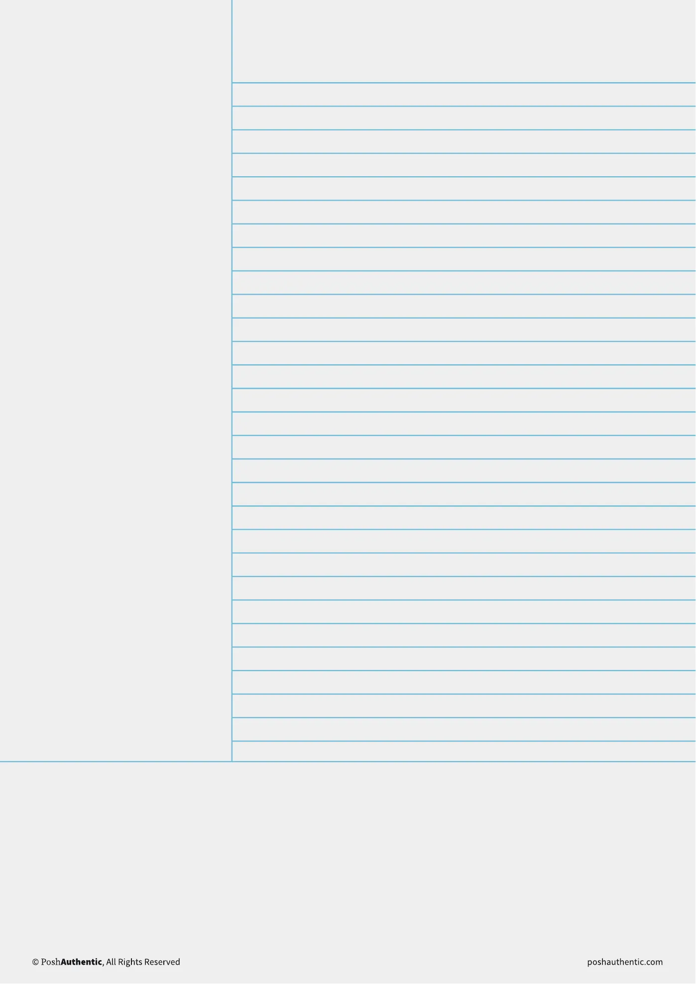 A cornell note template — the layout shown on a plain white sheet.