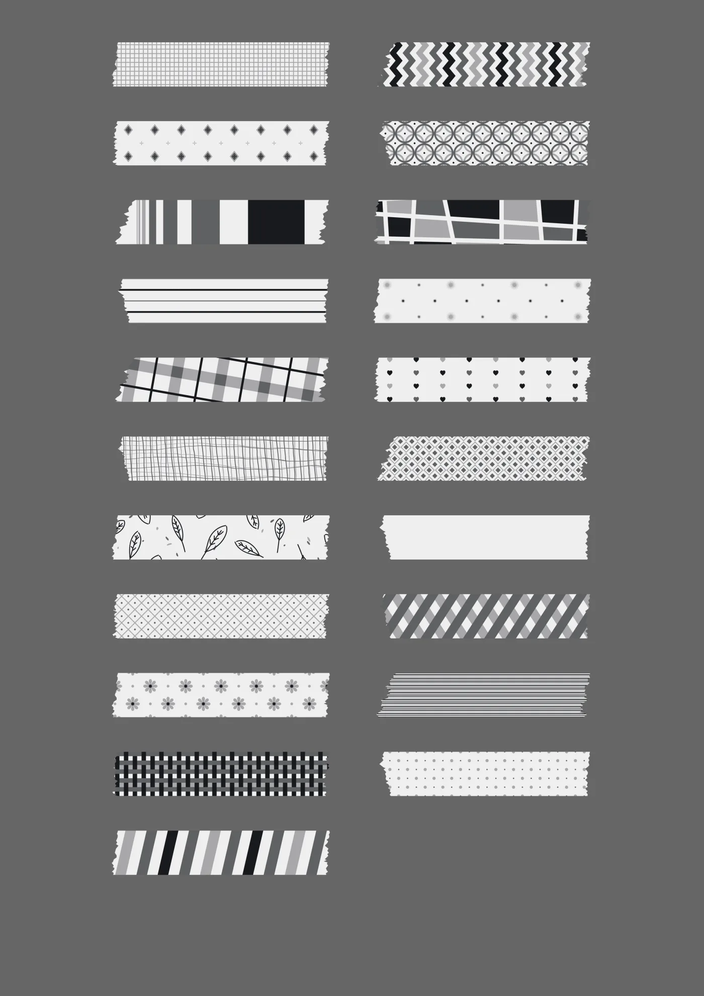 A sheet of the washi sticker line in light grey, laid out in a grid so the drawing and the range are both visible.