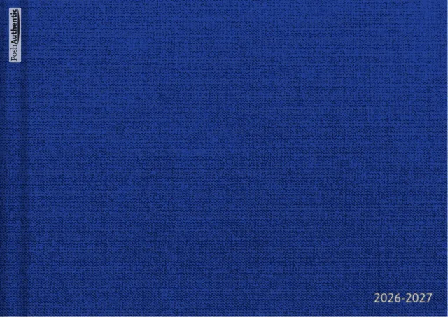 The deluxe cloth, dated planner cover in blue.