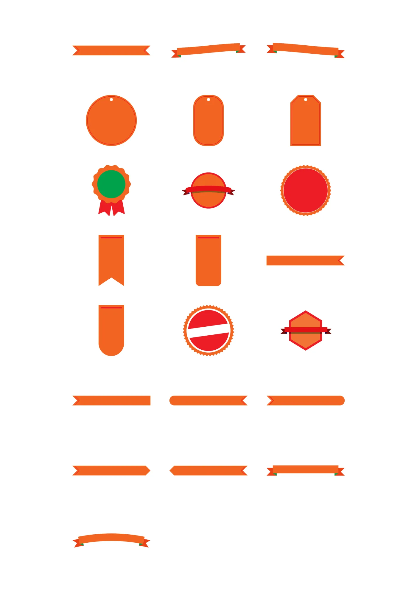 A sheet of the labels sticker line in its multi-color set, laid out in a grid so the drawing and the range are both visible.