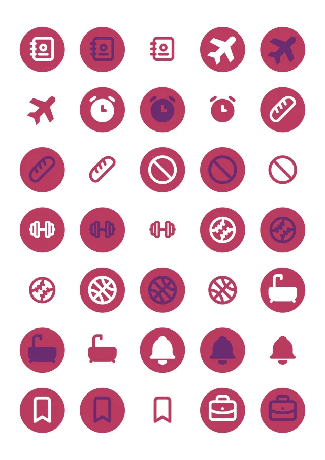 A sheet of the digital stickers in one of the theme’s colorways, laid out in a grid so the drawing and the range are both visible, from the 2026-2027 Mid-Year Abundant Brilliance theme.