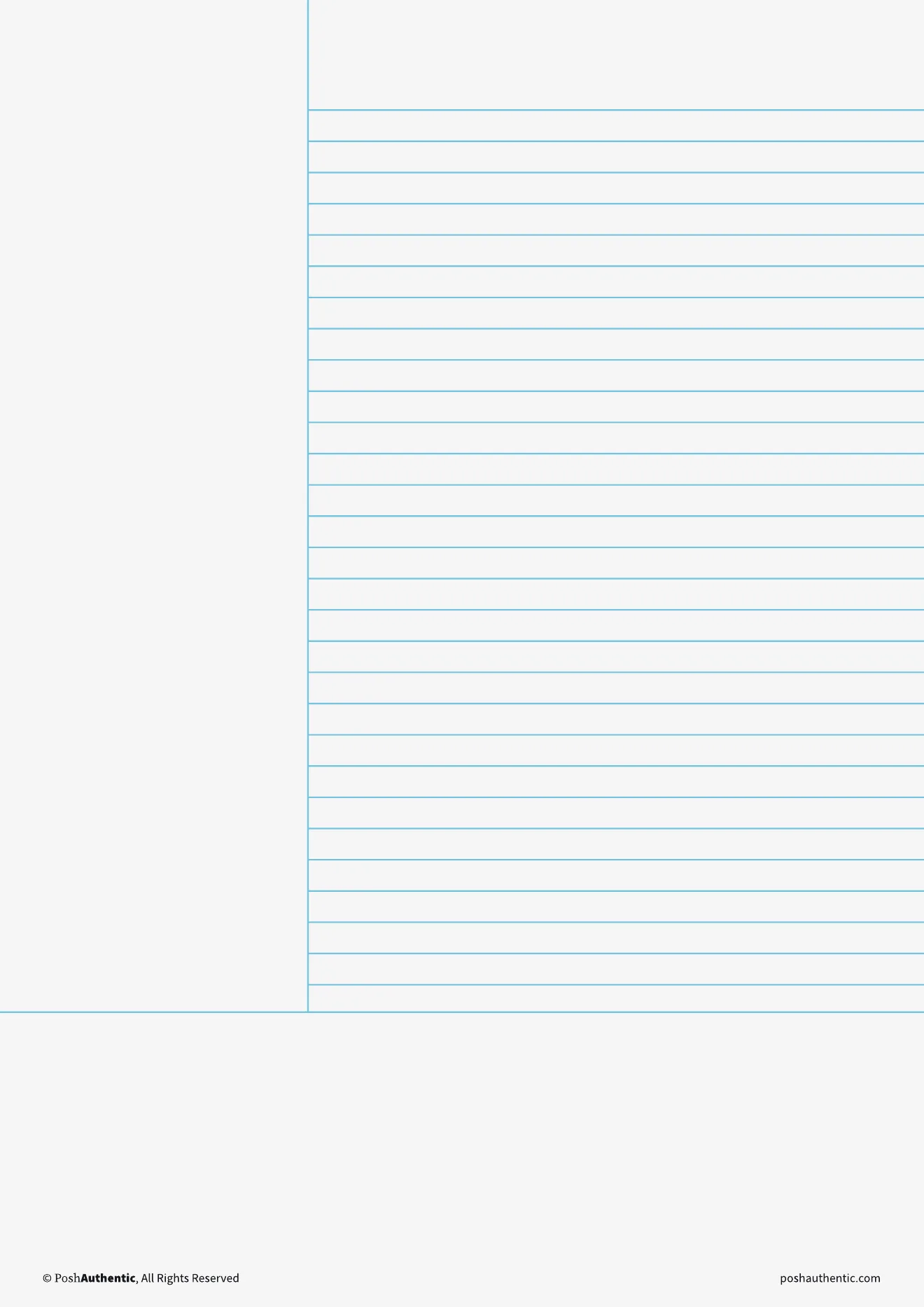 A Cornell page with a ruled note area, an empty cue column down the left and a summary strip across the bottom.